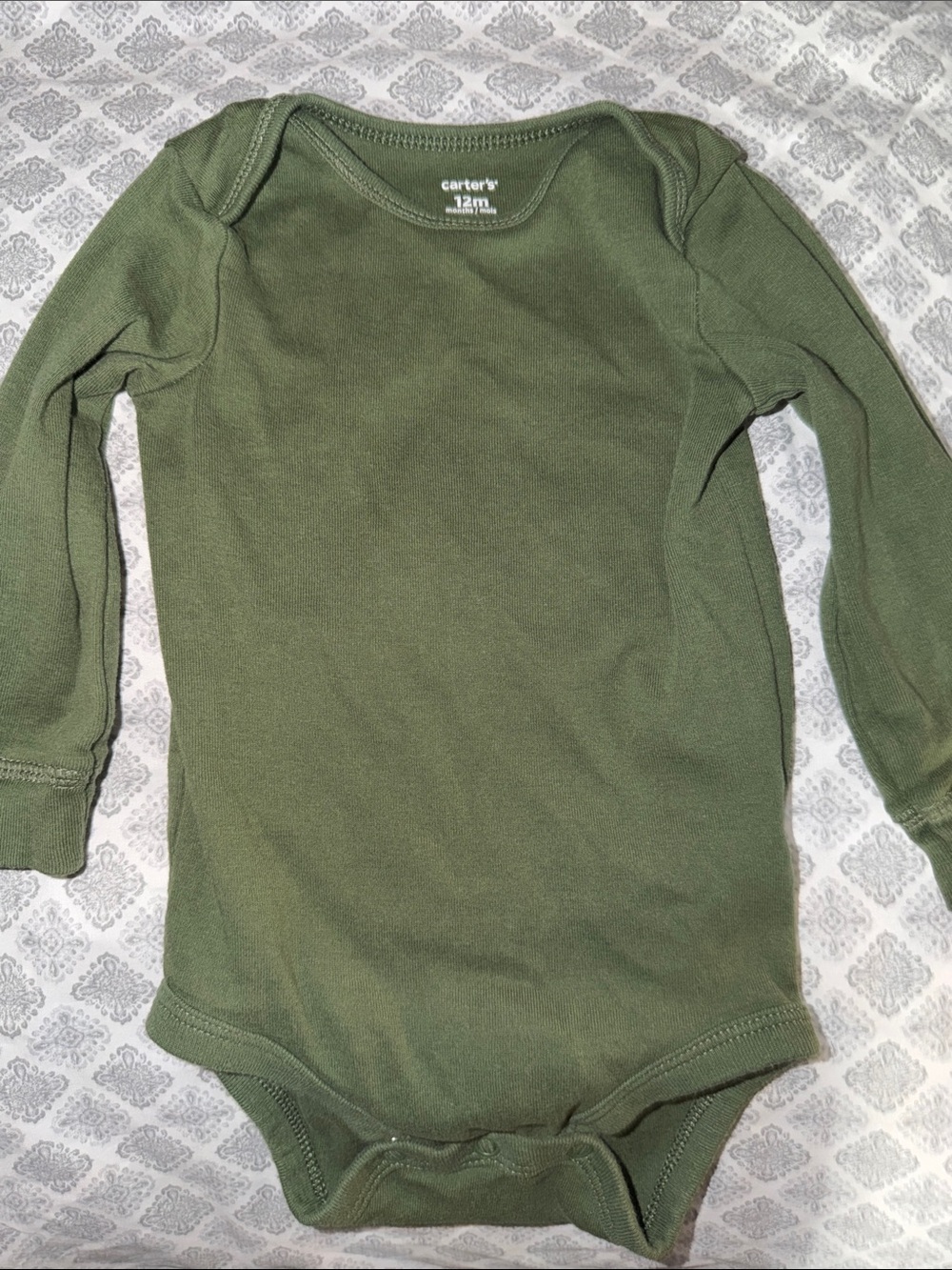 Carter's Olive Green Long-Sleeve Baby Onesie